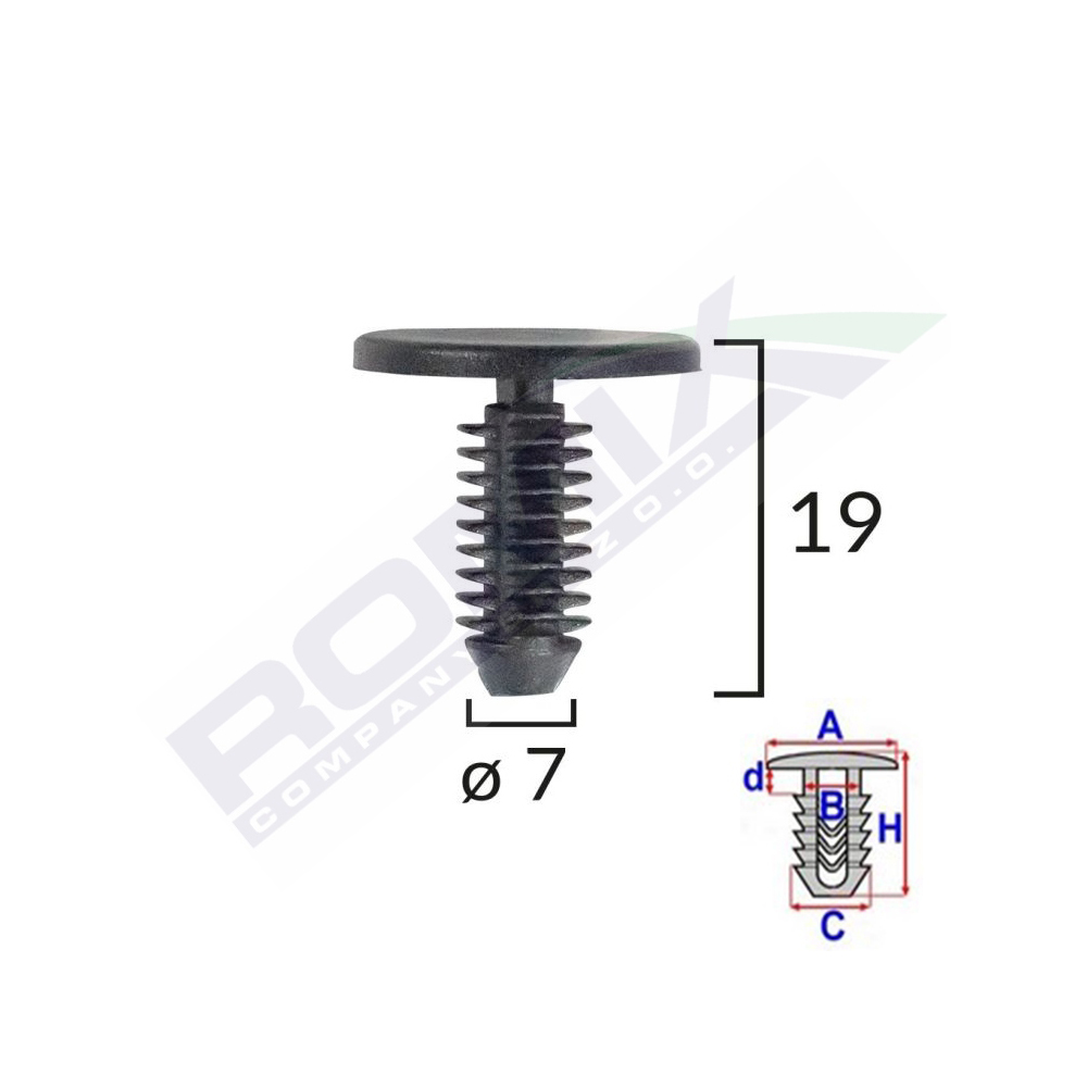 Set 10 bucati clipsuri tapiterie, ROMIX 10530, pentru Citroen, Peugeot, negru
