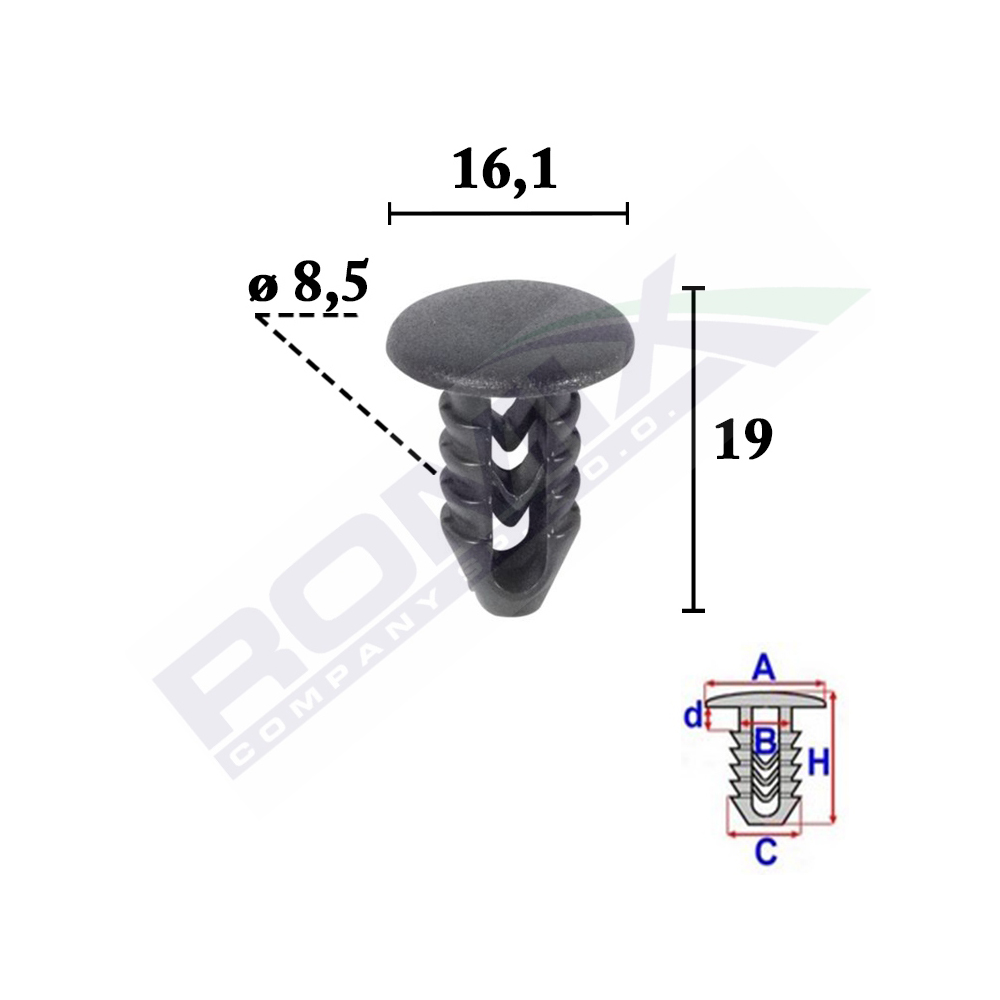 Set 25 bucati clipsuri tapiterie, ROMIX 10069, pentru Fiat