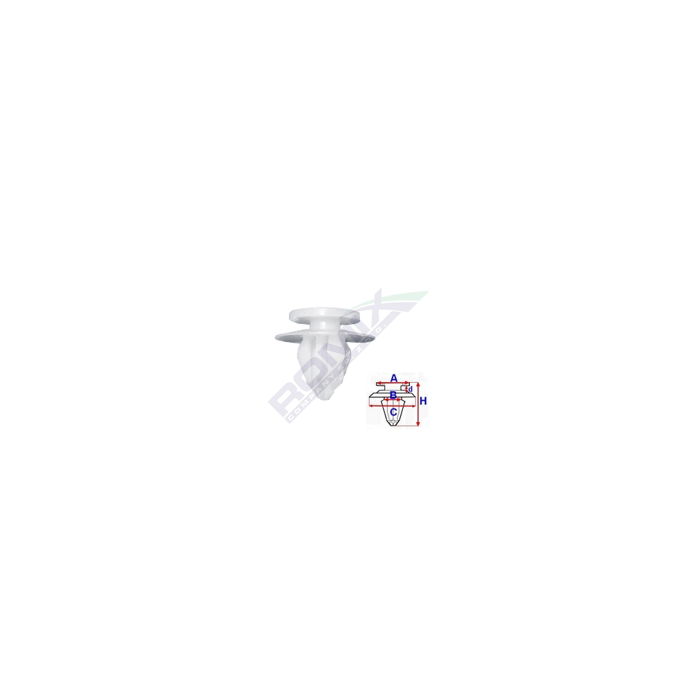 Set 10 bucati clipsuri tapiterie, ROMIX C10076, pentru Mitsubishi, Toyota, Honda, Hyundai, Lexus, 8.6 x 17.2 mm, alb