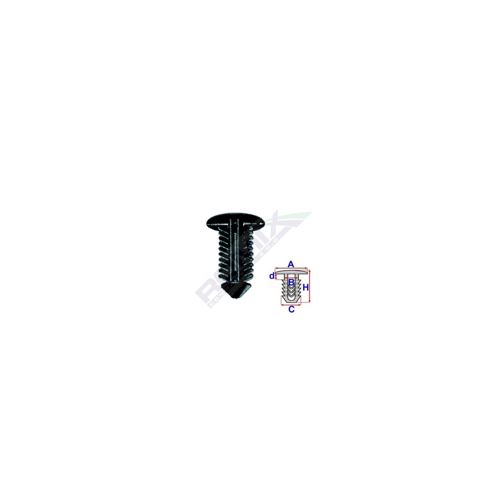 Set 10 bucati clipsuri tapiterie, ROMIX C10024, pentru Renault, 8.9 x 21.2 mm, negru