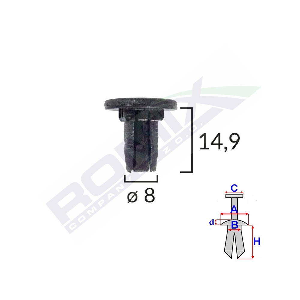 Set 10 bucati clipsuri tapiterie, ROMIX C40976-RMX, pentru Renault Laguna, Scenic II