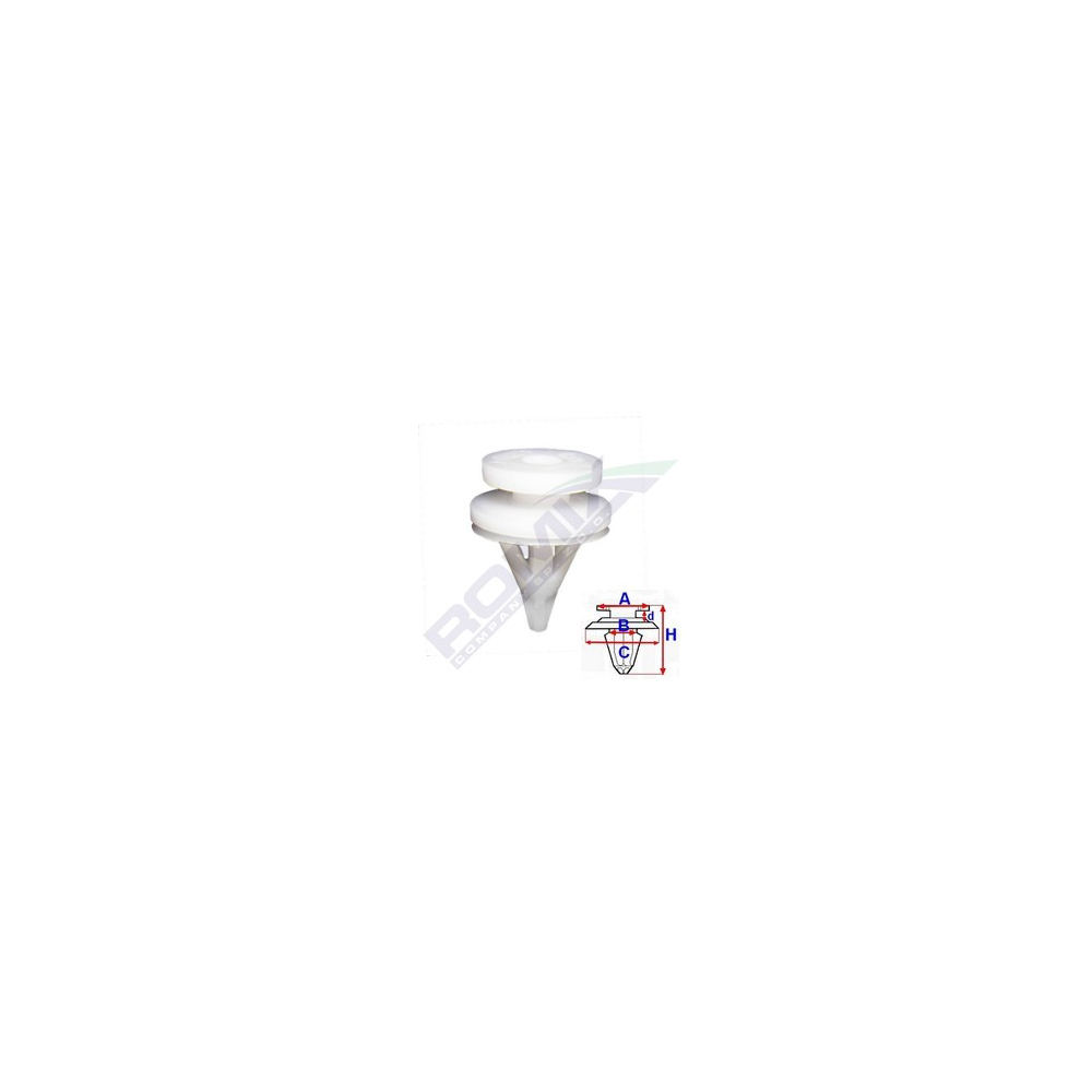 Set 10 bucati clipsuri tapiterie, ROMIX 11383, pentru Renault, alb