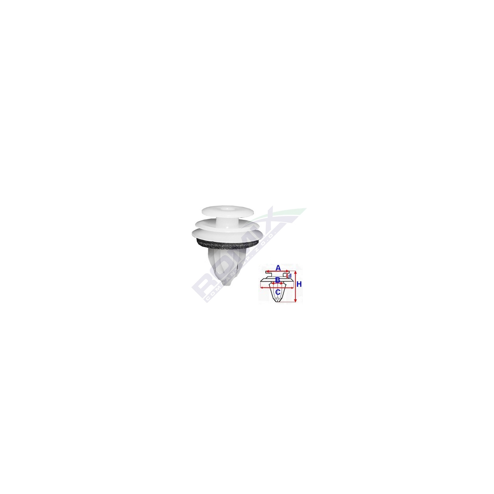 Set 10 bucati clipsuri tapiterie, ROMIX C60553-RMX, pentru Toyota, Lexus, 8.5 x 19.8 mm, alb