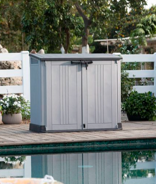 Dulap pentru depozitare KETER Store it out midi SIO Prime 249442, 113 x 71 cm, fara piston, antracit, polipropilena