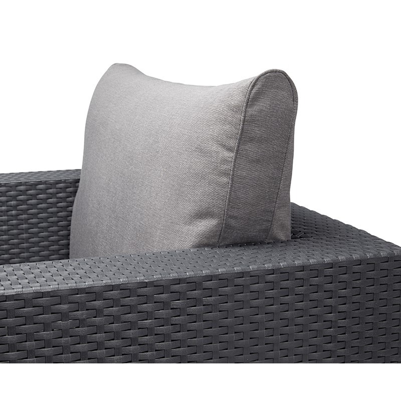 Scaun pentru gradina tip fotoliu, KETER Salta 235290, imitatie ratan, antracit, cu perne, polipropilena