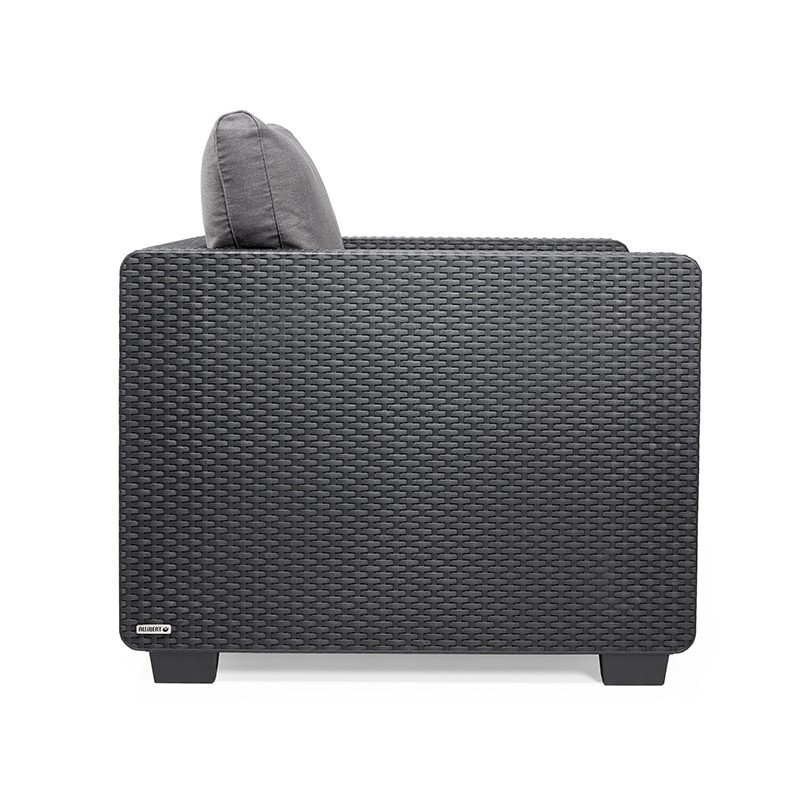 Scaun pentru gradina tip fotoliu, KETER Salta 235290, imitatie ratan, antracit, cu perne, polipropilena
