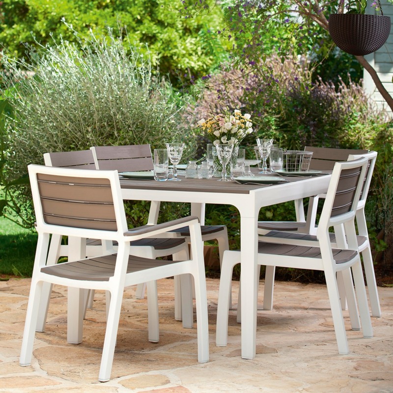 Masa de gradina KETER Harmony 17201231587, dreptunghiulara, cappuccino, 160 x 90 x 74 cm, polipropilena