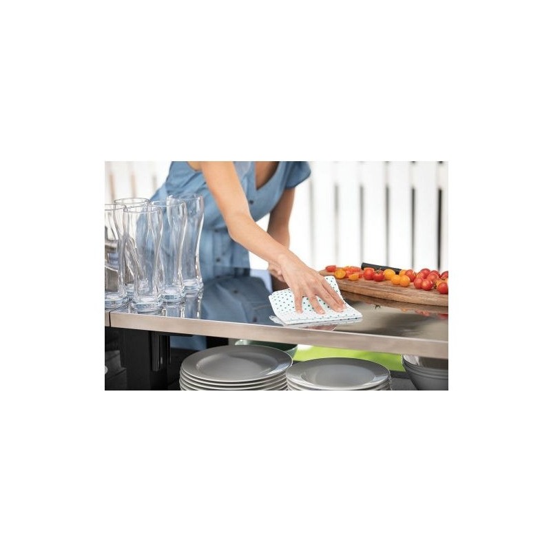 Dulap pentru depozitare terasa, KETER Unity Chef 249459, grafit, volum 415 litri, 51.3 x 237 x 89.4 cm, material plastic si otel inoxidabil