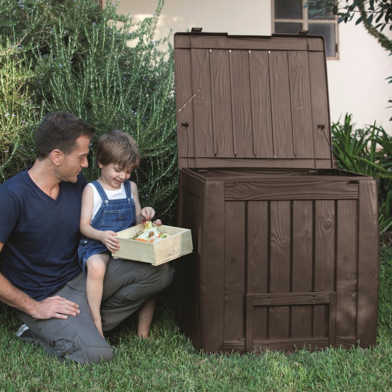Compostor pentru gradina, cu baza, KETER Eco 231600, capacitate 340 litri, maro, polipropilena