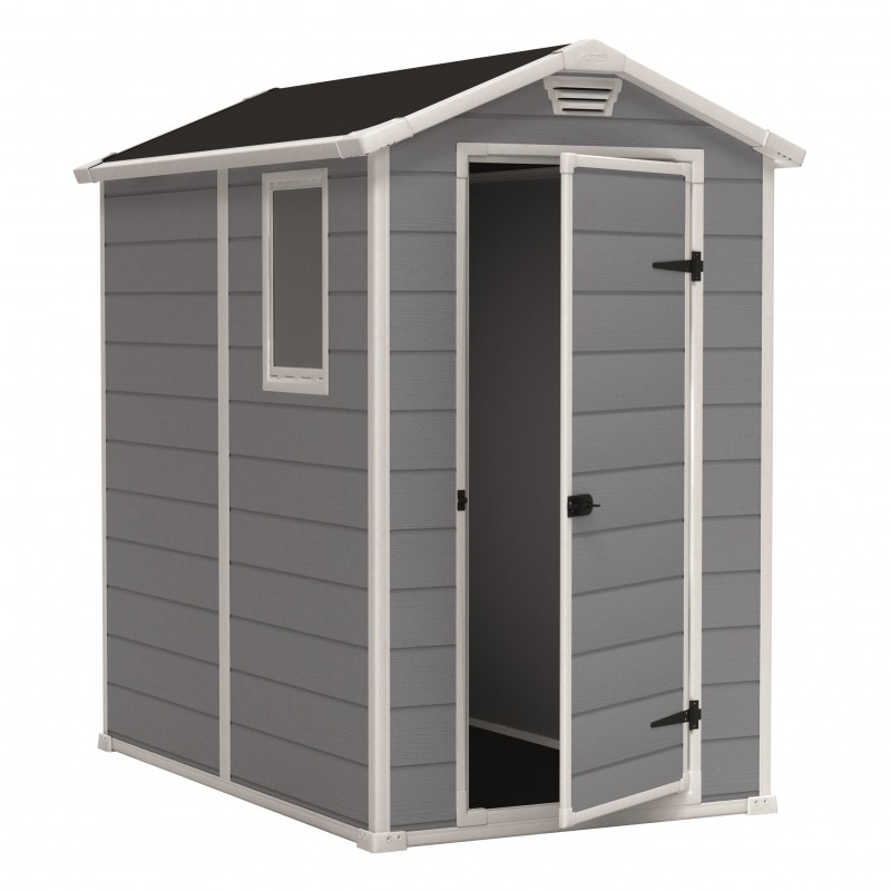 Casuta de gradina KETER Manor 4x6 17197126, cu o usa, material composit rasini, gri