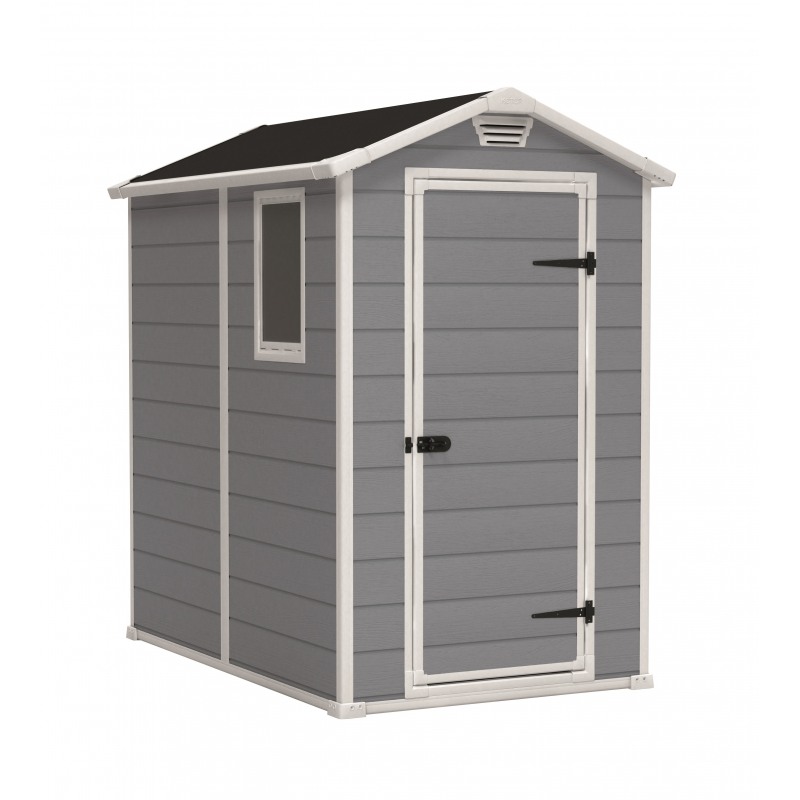 Casuta de gradina KETER Manor 4x6 17197126, cu o usa, material composit rasini, gri