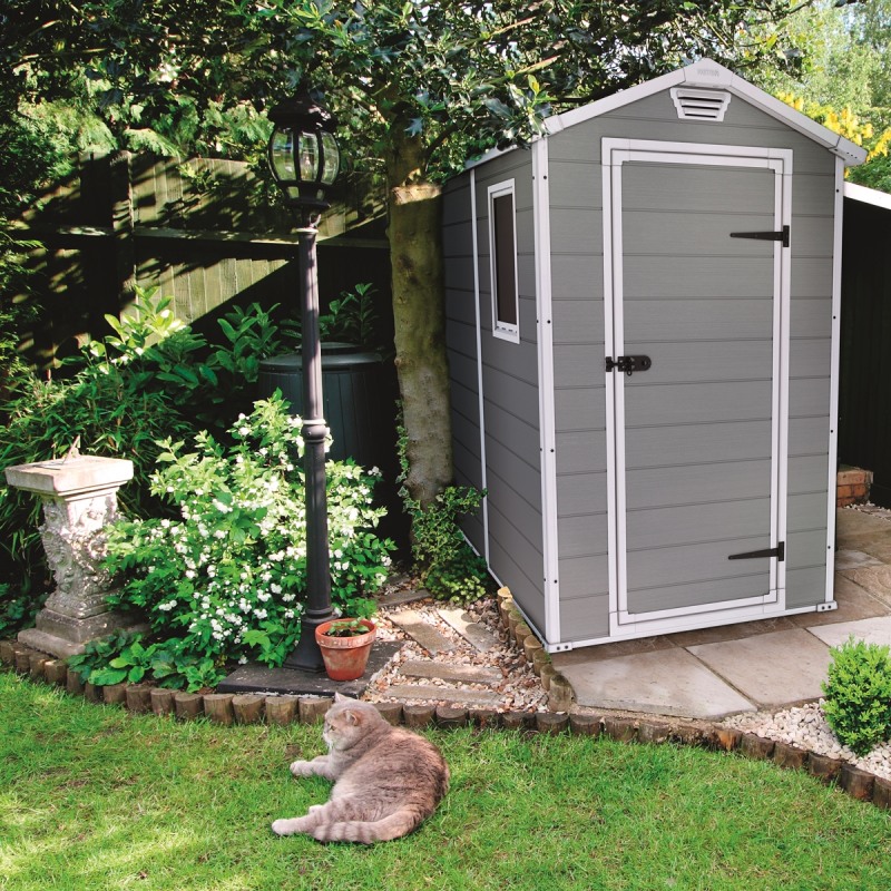Casuta de gradina KETER Manor 4x6 17197126, cu o usa, material composit rasini, gri