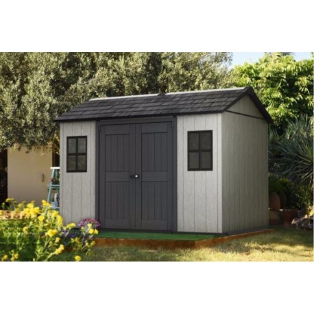 Casuta de gradina KETER Oakland 17204172, cu usa dubla, material Duotech, cu luminator, gri