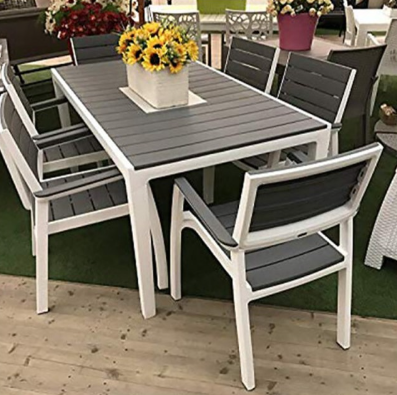 Scaun pentru gradina cu spatar si manere KETER Harmony 236052, rezistent la raze UV si intemperii, grafit, material duotech