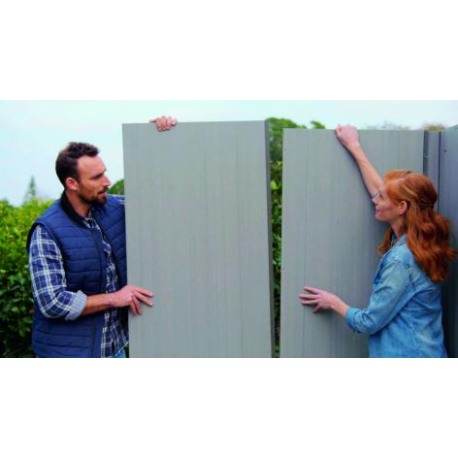 Casuta de gradina KETER Oakland 759 17201311, cu usa dubla, material duotech, cu luminator si ventilatie, gri