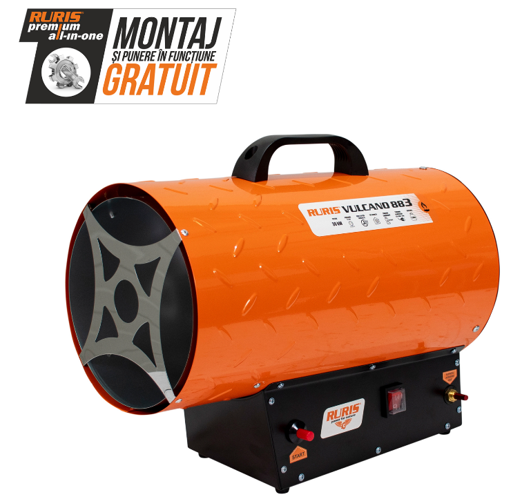 Aeroterma gaz RURIS Vulcano 883, 30 kW, debit aer 650 mc/h, 102360 BTU, 0.7 bar, cu amestec butan/propan