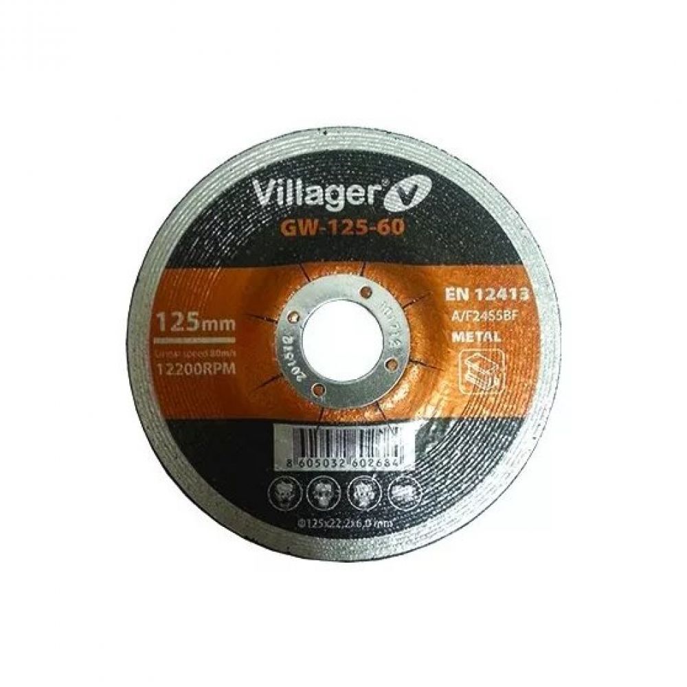 Disc abraziv slefuire metal VILLAGER GW12560, 125 x 22.23 x 6 mm