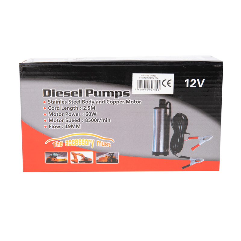 Pompa de transfer pentru motorina, ulei si lichide alimentare MICUL FERMIER GF-0389, alimentare 12V, corpul din inox, bobinaj cupru