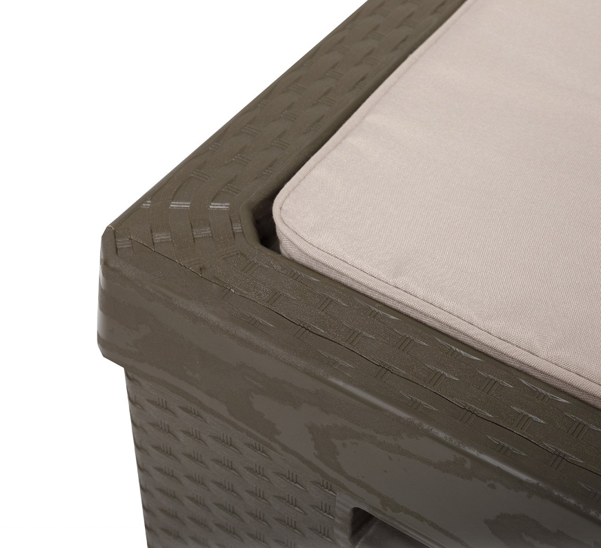 Lada de depozitare tip bancheta TOOMAX Portonovo Z178R035, maro, 123.7 x 54.5 x 58.7 cm, capac rabatabil cu pistoane, plastic rezistent la UV