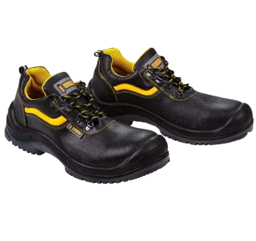 Ghete de protectie cu bombeu metalic BOMBER LANTAN WS, marimea 43, piele naturala, negru/galben