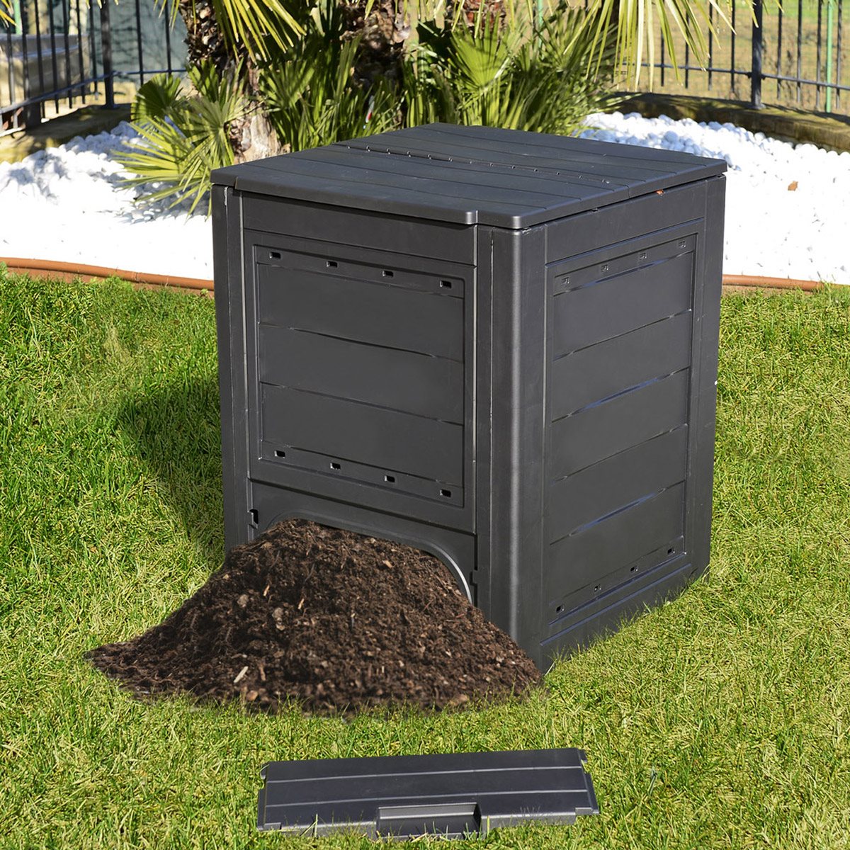 Compostor pentru gradina TOOMAX Ambition Z651T041, negru, 60 x 60 x 73 cm, volum 260 litri, material plastic