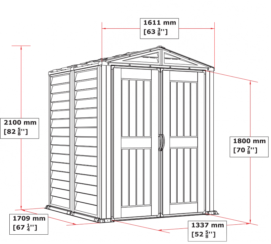 Casuta de gradina cu 2 usi DURAMAX Yard Mate Plus 35525, 161 x 171 cm, fara fereastra, structura metalica, material policlorura de vinil