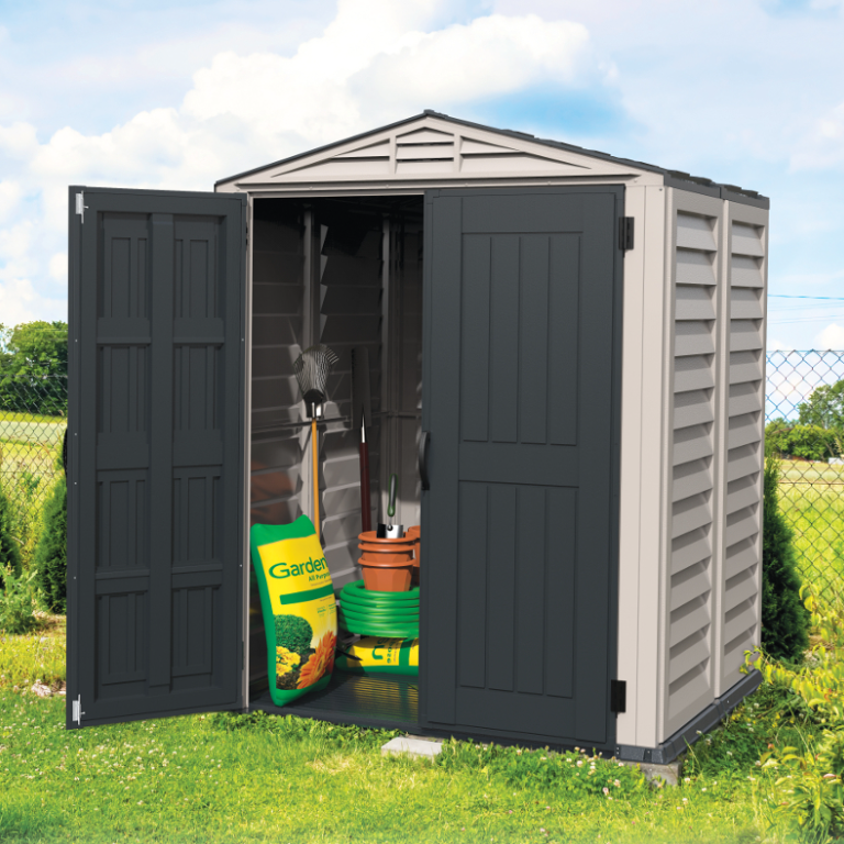 Casuta de gradina cu 2 usi DURAMAX Yard Mate Plus 35525, 161 x 171 cm, fara fereastra, structura metalica, material policlorura de vinil