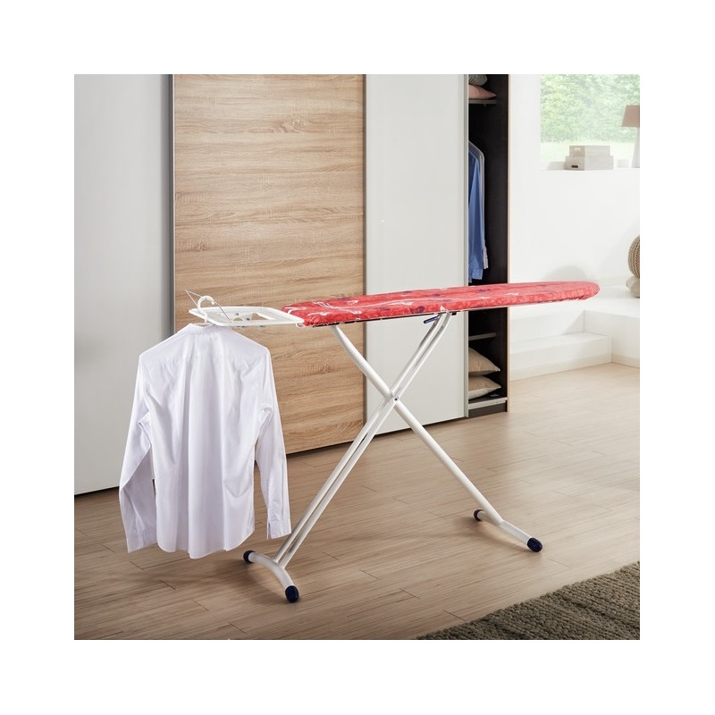 Masa de calcat pliabila Leifheit Air Board Express L Maxx Solid 72592, cu husa textila, suprafata calcare 130x45 cm, inaltime maxima 98 cm, rosu