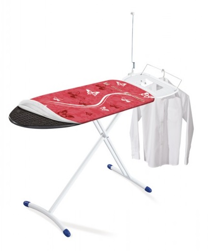Masa de calcat pliabila Leifheit Air Board Express L Maxx Solid 72592, cu husa textila, suprafata calcare 130x45 cm, inaltime maxima 98 cm, rosu