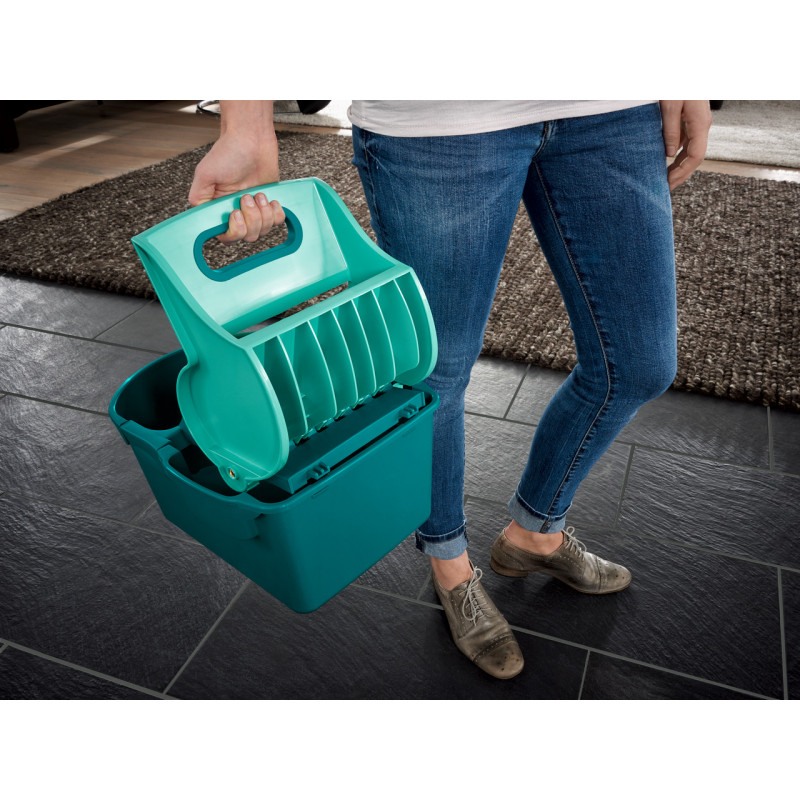 Set pentru curatenie Leifheit Profi Compact 55092, mop, storcator si galeata, capacitate 8 litri, albastru