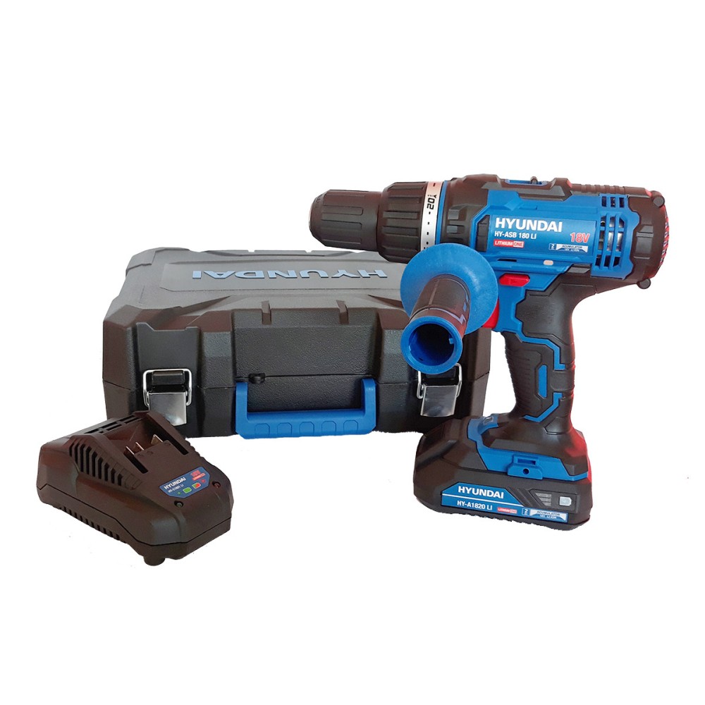 Masina de gaurit si insurubat cu percutie Hyundai HY-ASB 180 LI, cuplu maxim 50 Nm, turatie variabila, cu acumulator 18 V, 2.0 Ah