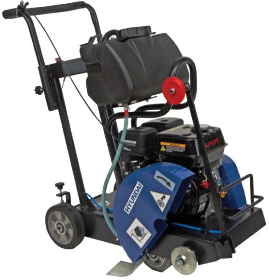 Taietor de beton si asfalt HYUNDAI HY-FC350 L, disc 350 mm, motor benzina Loncin G200 4T, 6.5 CP, adancime taiere 80 cm, capacitate rezervor apa 30 l