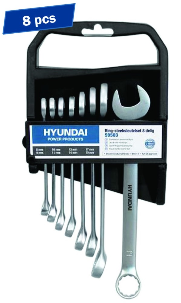 Set 8 chei combinate 8-19 HYUNDAI HY-59503, otel aliat crom-vanadiu