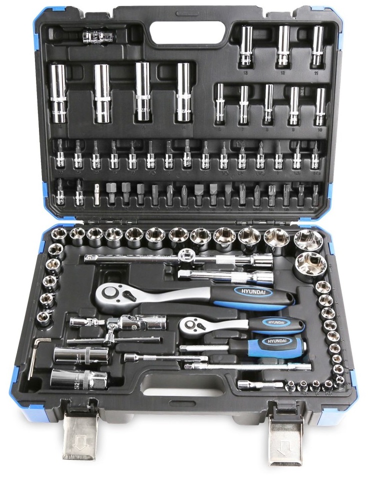 Set 94 chei tubulare si biti HYUNDAI HY-59655, antrenor clichet, antrenor cu parghie, otel aliat crom-vanadiu