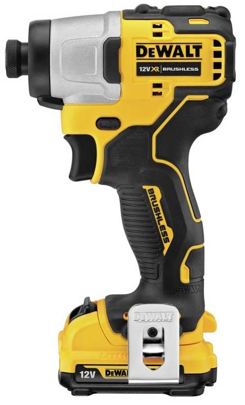 Masina de insurubat cu impact DeWalt DCF801D2, prindere HEX 6.35 mm, cuplu maxim 163 Nm, 2850 rpm, 3600 bmp, 2 acumulatori 12V, 2.0Ah