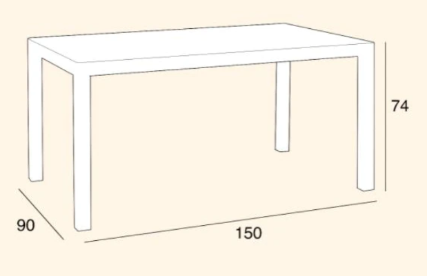 Masa pentru gradina si terasa BICA HOUSTON,150x90x74cm, plastic, imitatie ratan, grafit