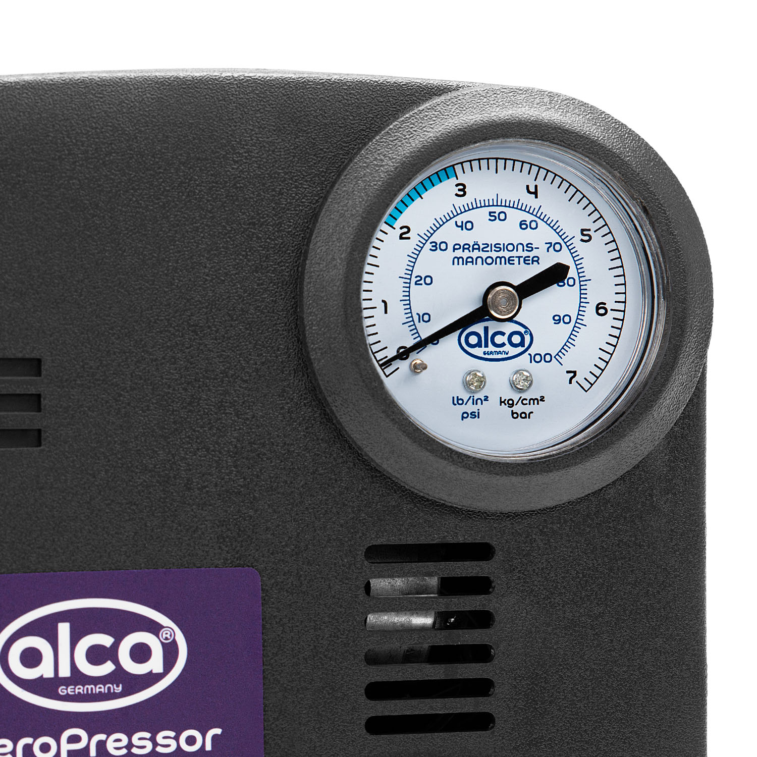 Compresor auto aer ALCA 232000, alimentare 12 V, 21 bar, 300 PSI, manometru, 4 adaptoare, lumina LED