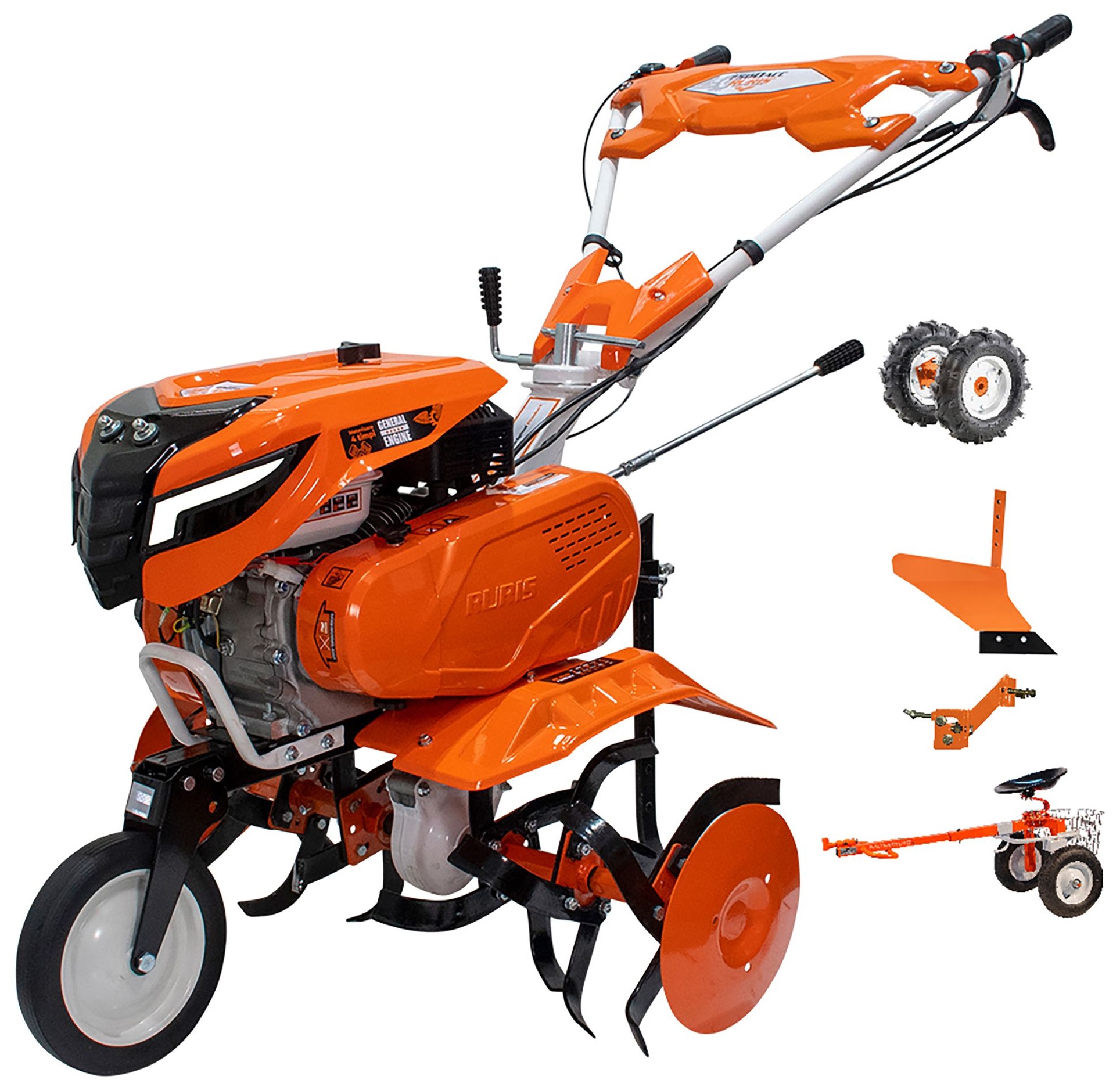 Motosapa RURIS 7500ACC2, 7 CP, 4 timpi, 208 cc, roti cauciuc 4.00-8 + plug + adaptor + accesoriu pentru tractat