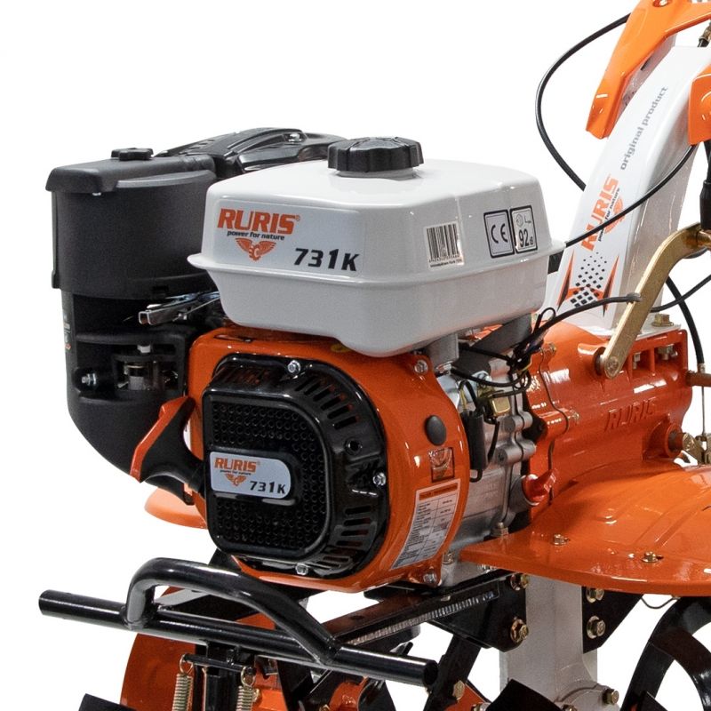 Motosapa RURIS 731ACC1, motor benzina 4T, 7.5 CP, 208 cc, roti cauciuc + roti metalice 400 + rarita + plug + dispozitiv cartofi + cultivator