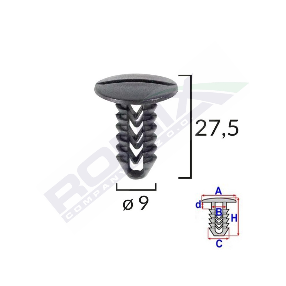 Set 25 clipsuri tapiterie, ROMIX 10050, pentru Fiat