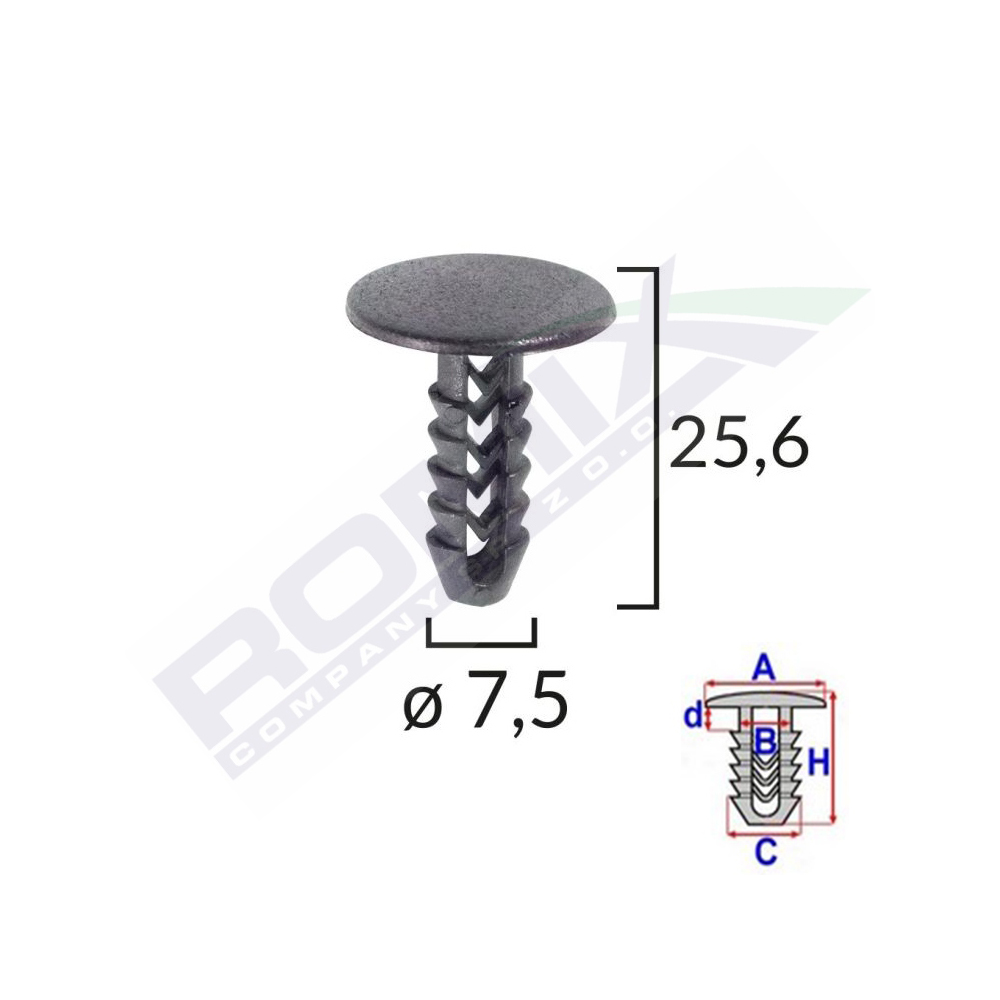 Set 25 clipsuri tapiterie, ROMIX 10053, pentru Fiat/Lancia/Alfa Romeo