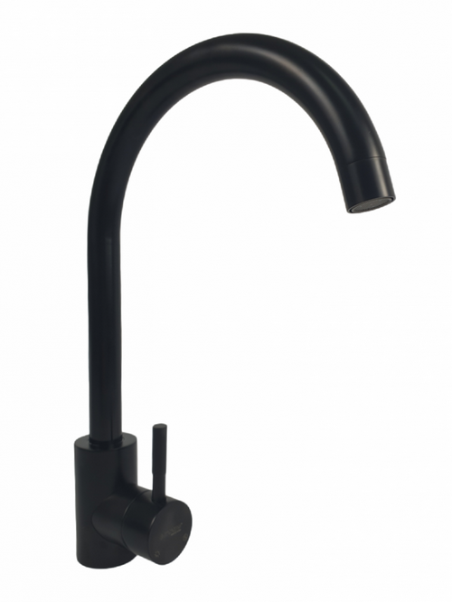 Baterie bucatarie MIXXUS SUS-011 Negru din otel inoxidabil, monocomanda, racorduri incluse