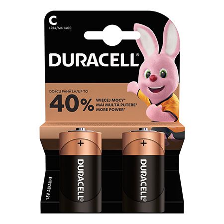 Baterie alcalina DURACELL DUR-MN1400, 1.5 V, marime LR14, blister, 2 bucati