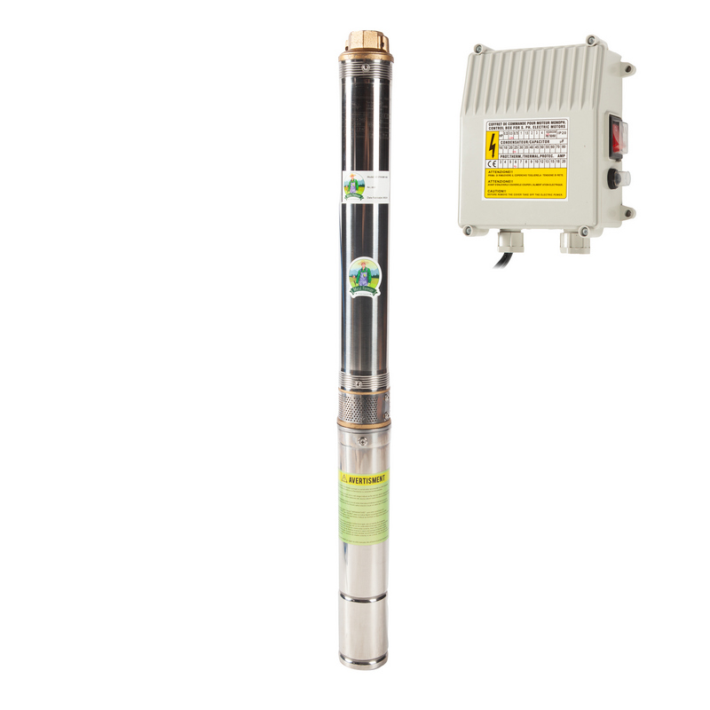 Pompa submersibila tip tun MICUL FERMIER, 75QJD 1.8-54/15-0.55, 2850 rpm, temperatura 35 grade, 750 W, adancime 30 m, rosu, panou comanda
