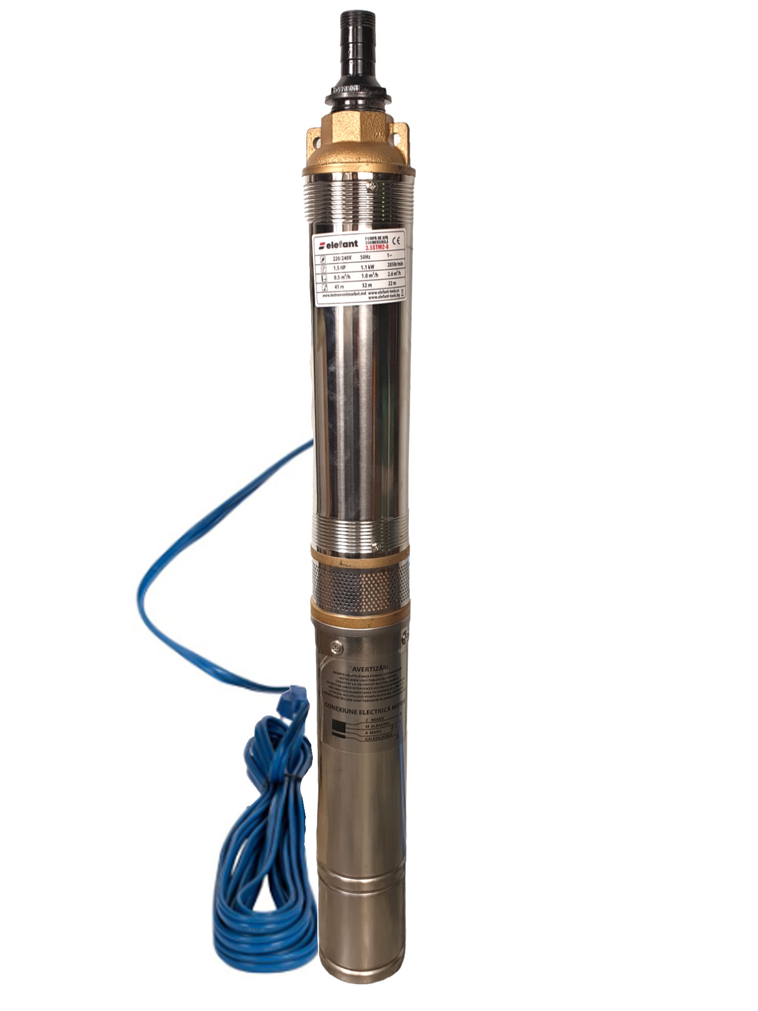 Pompa submersibila ELEFANT 3.5STM2-8, 1000 W, motor electric, debit 2.6 m3/h, inox