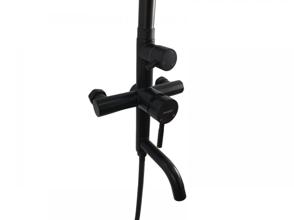 Coloana de dus MIXXUS SUS-009-J BLACK 120 cm si baterie si para, monocomanda, furtun flexibil
