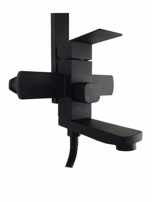 Coloana de dus MIXXUS KUB-009-J BLACK 120 cm si baterie si para, monocomanda, furtun flexibil