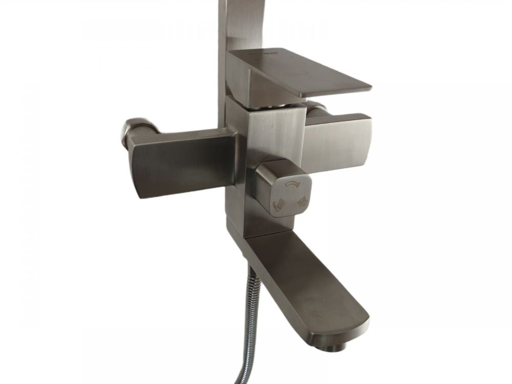 Coloana de dus MIXXUS KUB-009-J inox, 120 cm si baterie si para, monocomanda, furtun flexibil