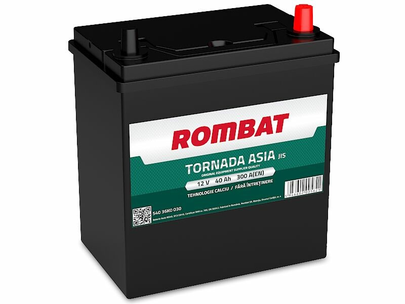 Baterie auto ROMBAT TORNADA ASIA 54036K1030, tensiune 12 V, amperaj 40 Ah, curent pornire 300 A
