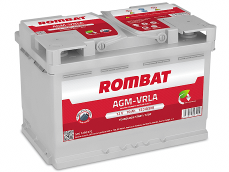 Baterie auto ROMBAT AGM VRLA 5701230072, tensiune 12 V, amperaj 70 Ah, curent pornire 720 A